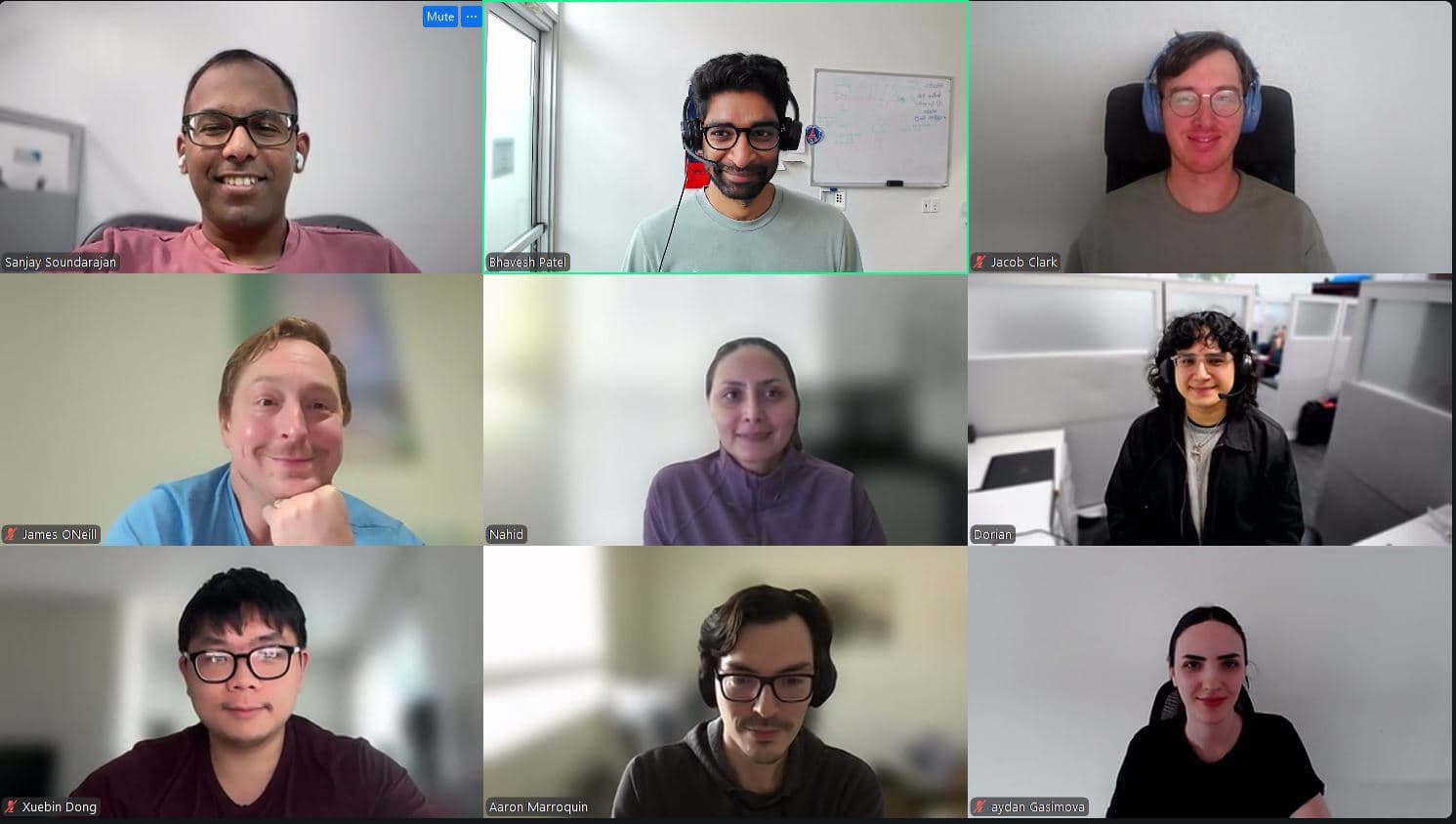 Team gathered for montly brainstorming meeting